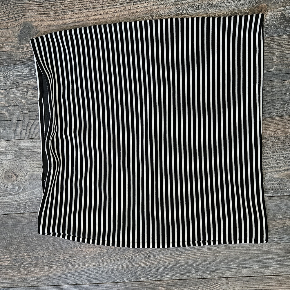 LOFT Black and White Ribbed Mini Pencil Skirt